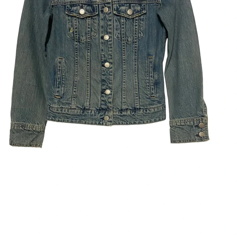 J Crew Vintage Washed  Denim Jean Trucker Jacket Blue